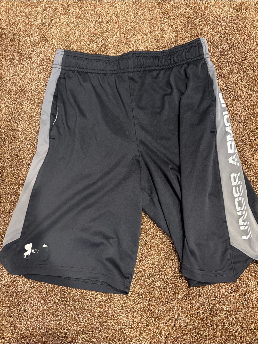 Under Armour Black Athletic Shorts with Gray Side Panels